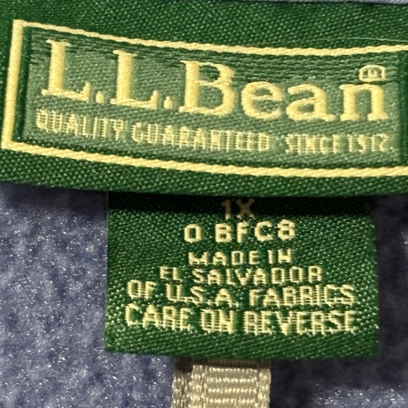 LL BEAN PERIWINKLE PURPLE QUARTER SNAP FLEECE PULLOVER JACKET COAT VINTAGE Sz XL - Picture 2 of 4